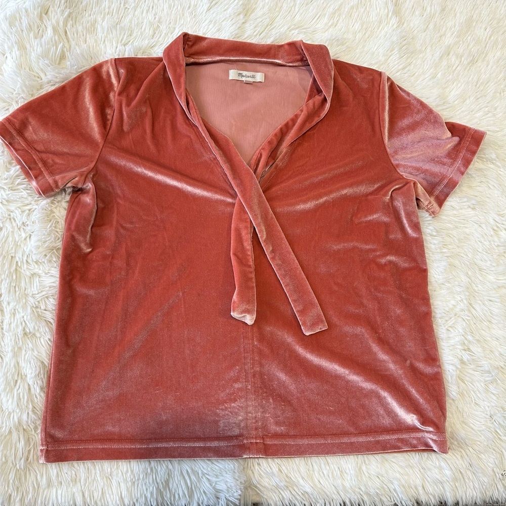 Madewell Women’s Velvet Tie-Neck Top Size Small